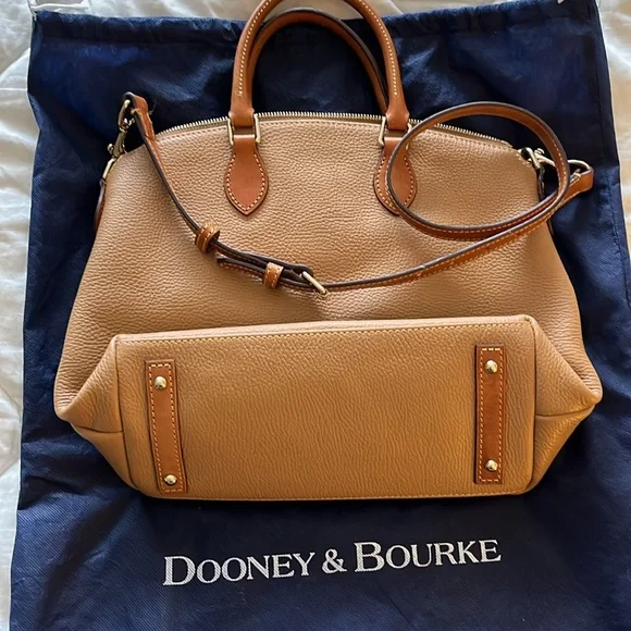 Dooney and Bourke Dillen Tan double pocket pebble leather satchel - Picture 2 of 4